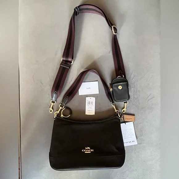 Coach Ellis Shoulder Bag Nylon Crossbody w/ Coin Pouch~NWT~ Black CA205